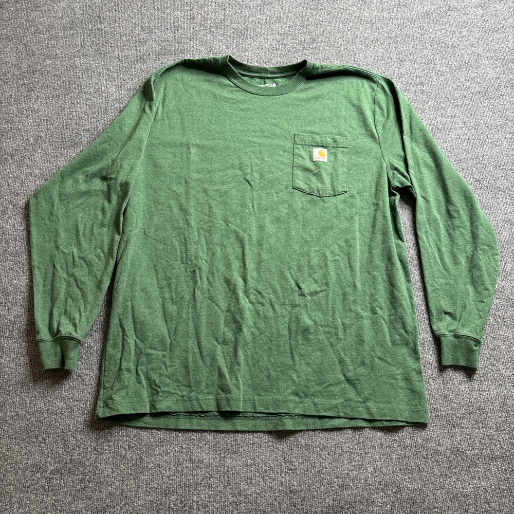 Carhartt Long Sleeve Pocket T-Shirt Men's XL Loose Fit Work Shirt Green